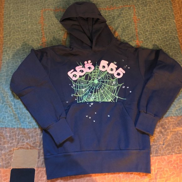 SP5DER Angel Number Hoodie Navy - Picture 2 of 6